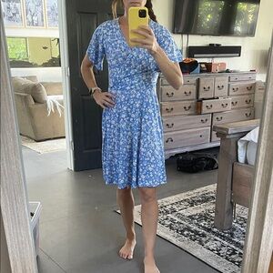 Chic Blue Floral Midi Dress